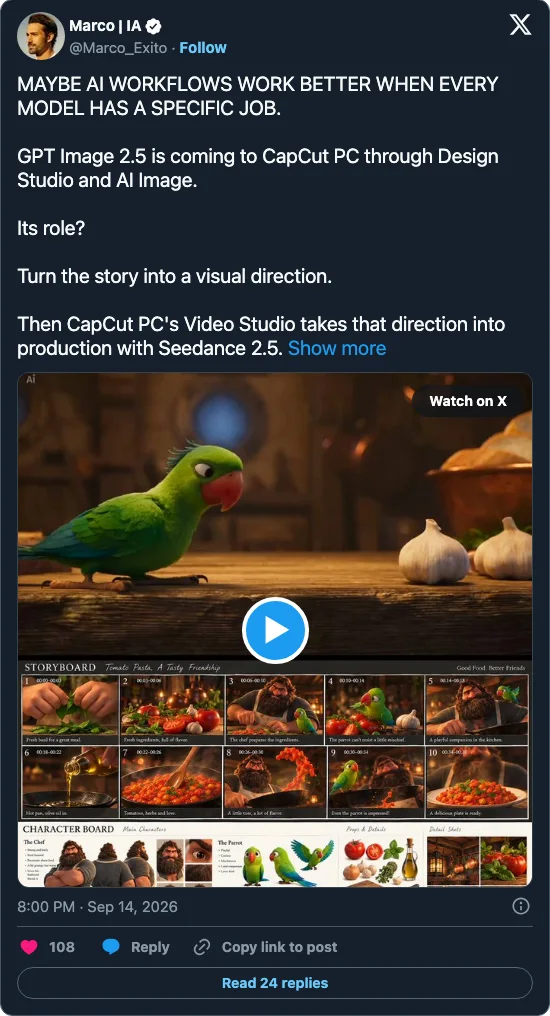 Screenshot of @Marco_Exito's post on X