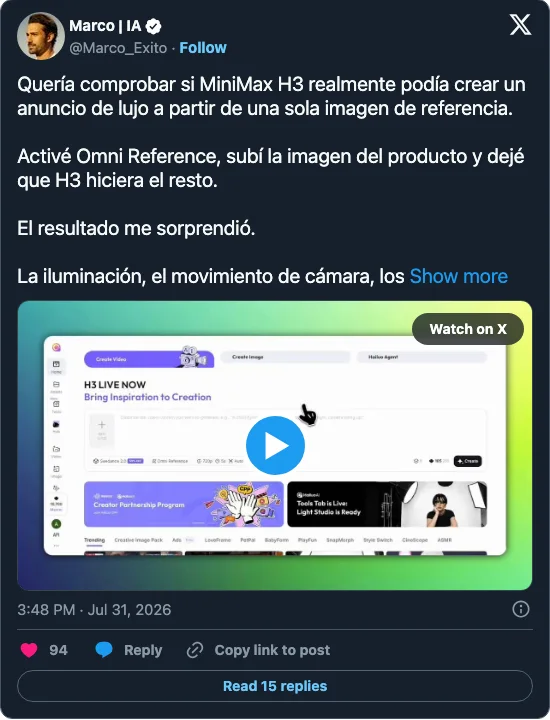Screenshot of @Marco_Exito's post on X