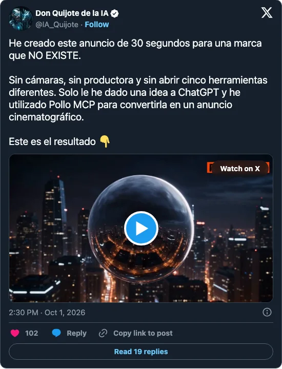 Screenshot of @IA_Quijote's post on X